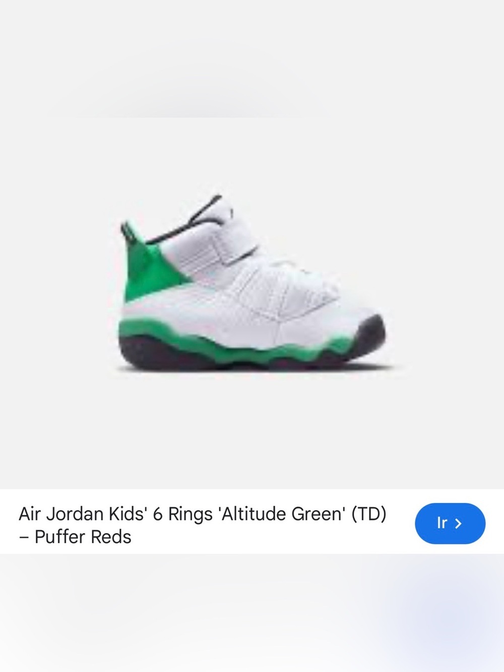 Air Jordan Kids' 6 Rings Altitude Green Sneakers
